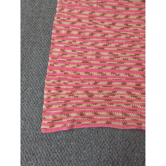 Hand Made Crochet Knit Afghan Throw Lap Blanket 59" x 49" Pinks - Picture 5 of 6